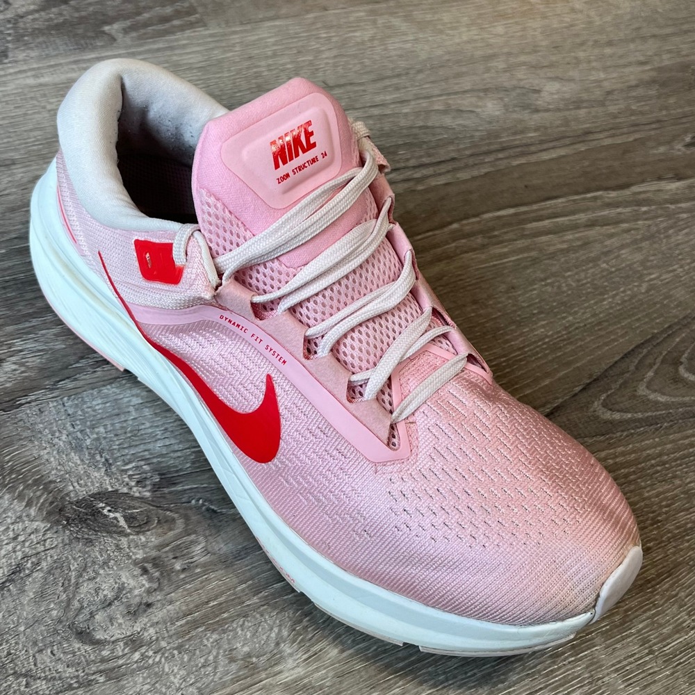 Nike Air Zoom Structure 24 Womens Pink Red Running Shoes DA8570-600 Size 8.5